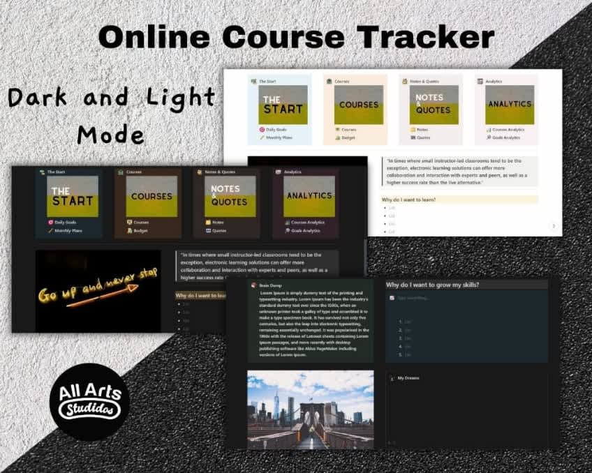 Online Courses Tracker | Prototion | Buy Notion Template