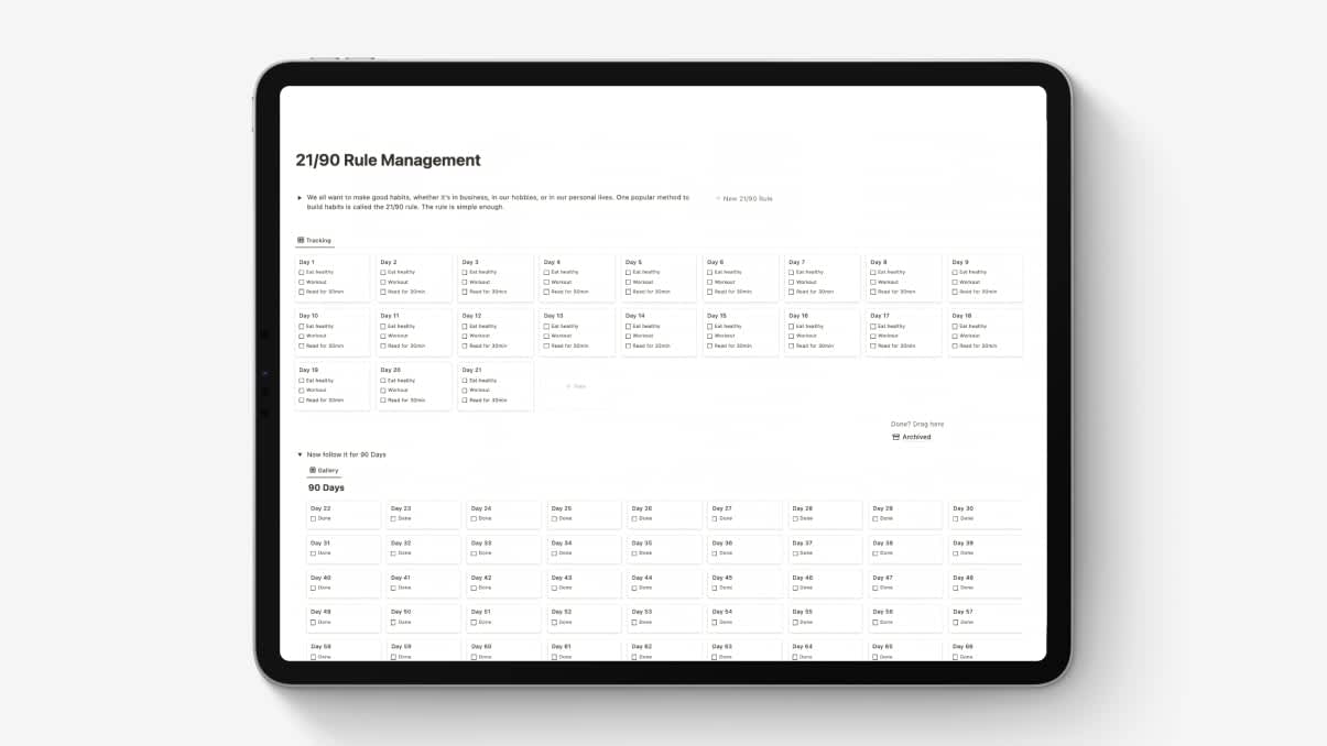 21/90 Rule Management | Prototion | Notion template