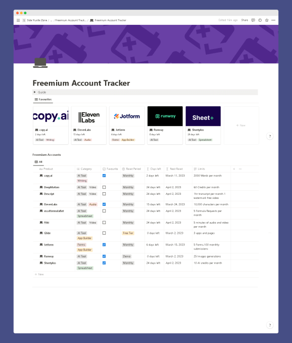 Freemium Account Tracker | Prototion | Buy Notion Template