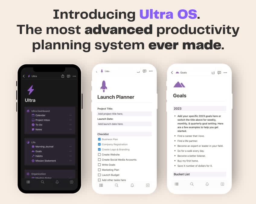 ULTRA OS Notion Dashboard | Prototion | Get Notion Template
