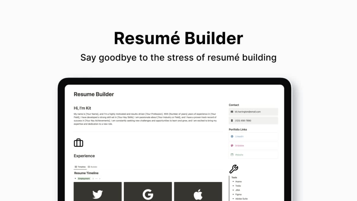 Resume Builder | Prototion | Get Notion Template