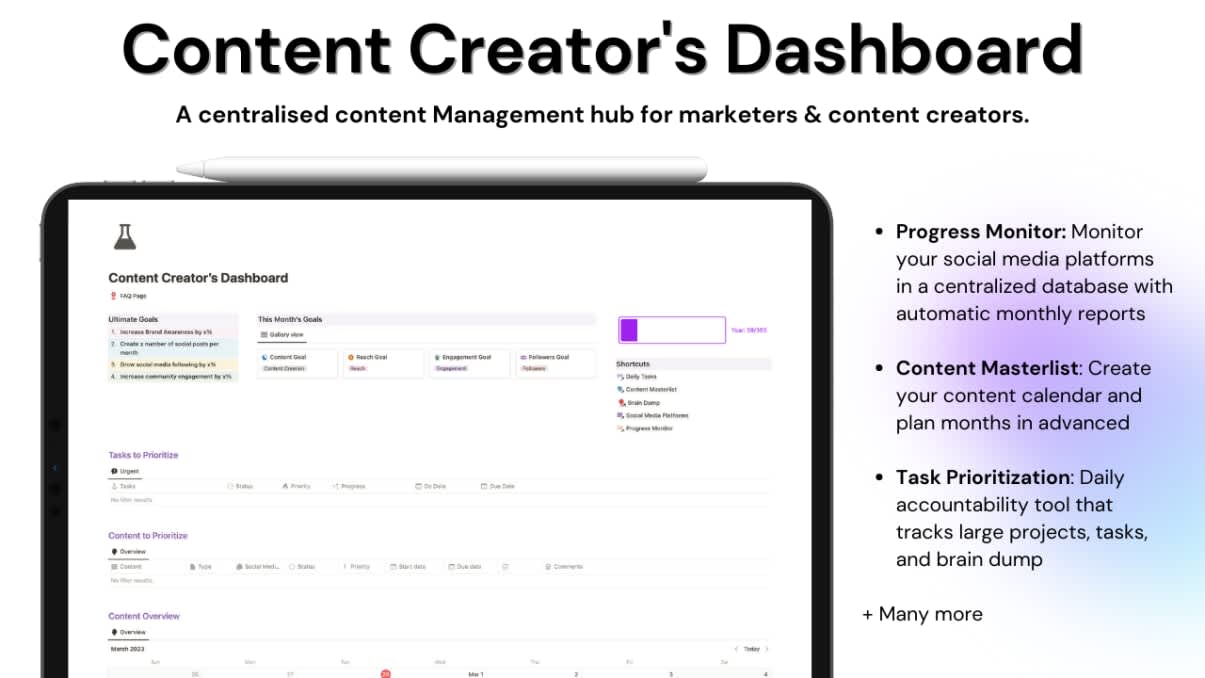 Content Creator's Dashboard | Get Notion Template