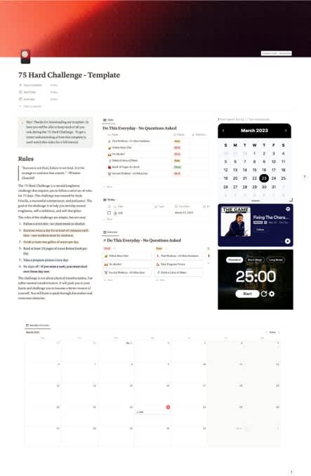 75 Hard Notion Template and Tracker