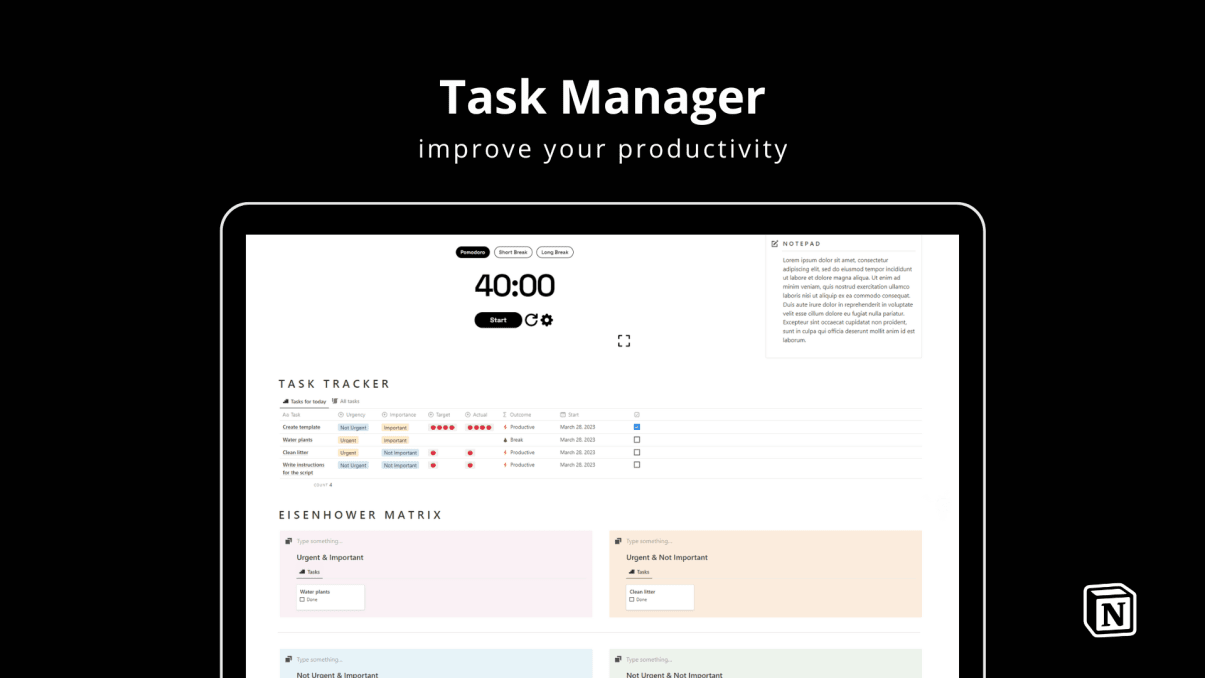Task Manager | Prototion | Buy Notion Template
