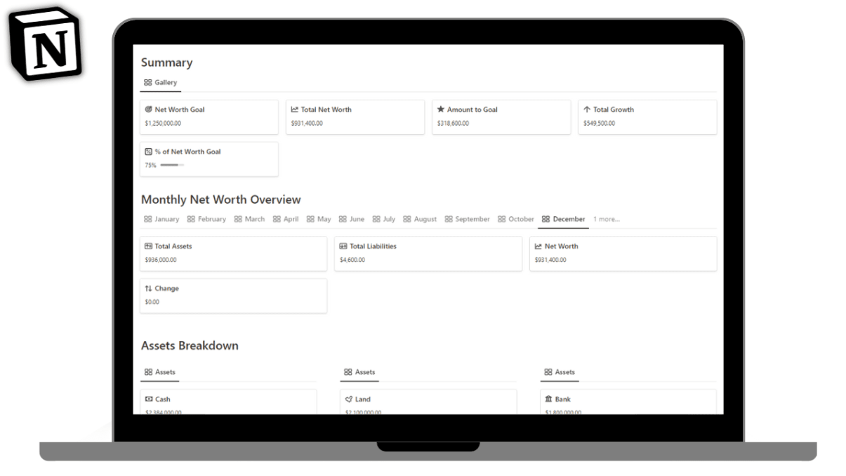 Notion Net Worth Tracker | Prototion | Buy Notion Template