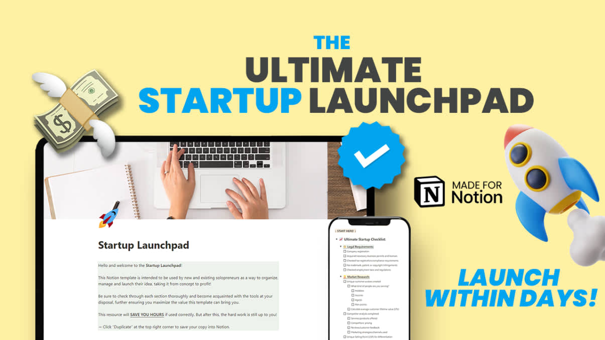 Ultimate Startup Launchpad | Prototion | Buy Notion Template