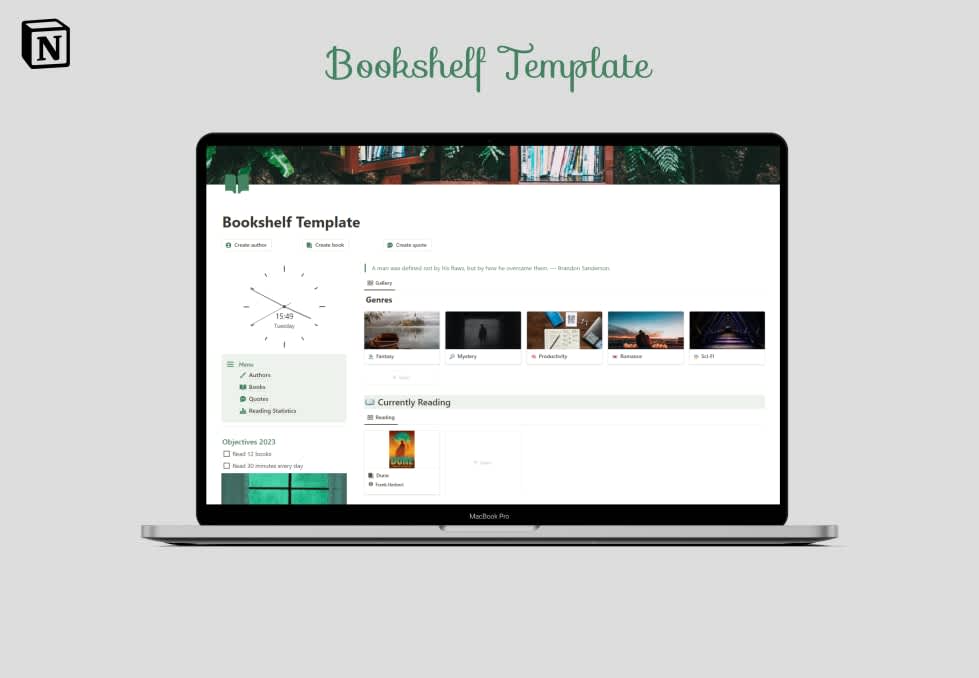 Notion Bookshelf Template Prototion Free Notion Template