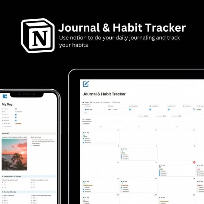 Journal and Habit Tracker| Prototion | Get Notion Template