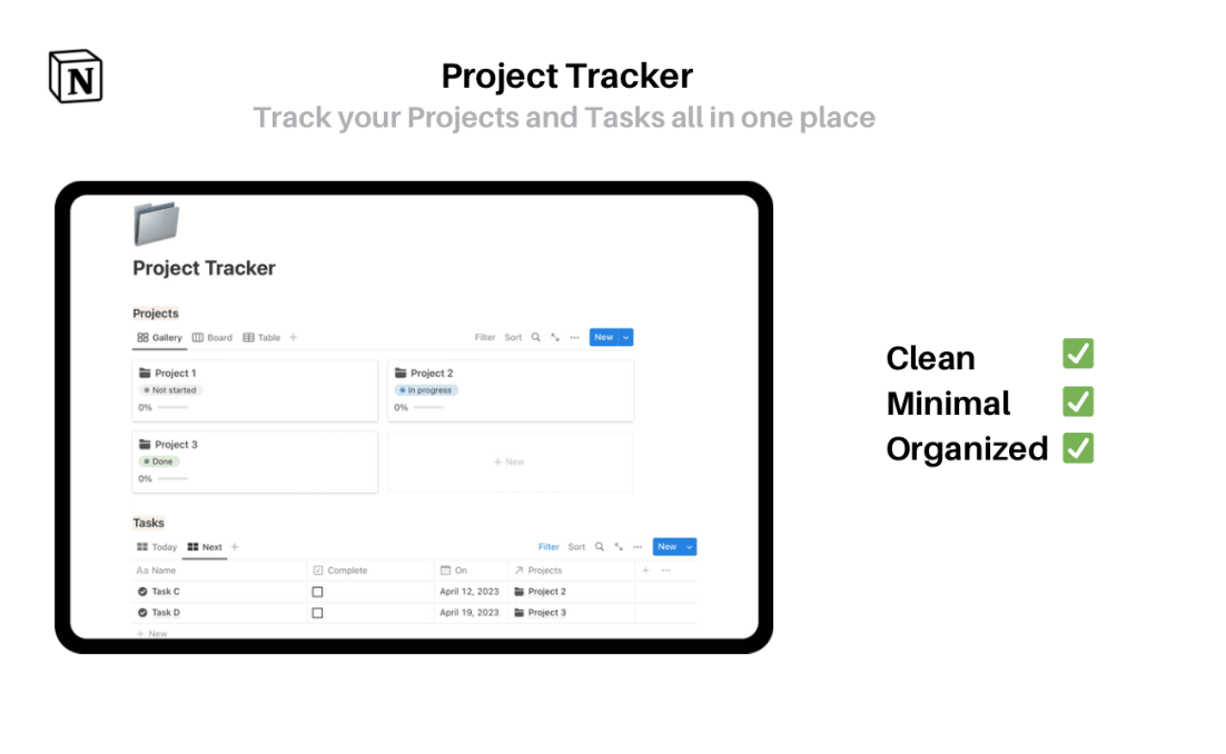 Project Tracker| Prototion | Buy Notion Template