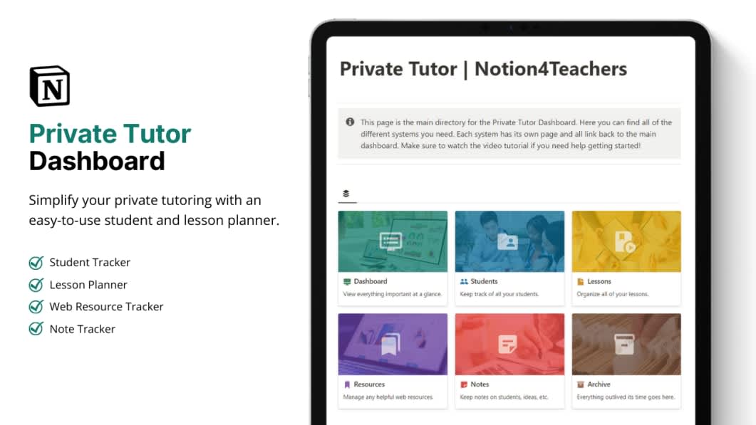 Private Tutor Dashboard: Lesson & Student Planner in Notion