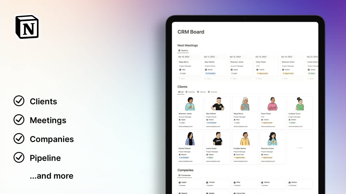 Notion CRM Board | Prototion