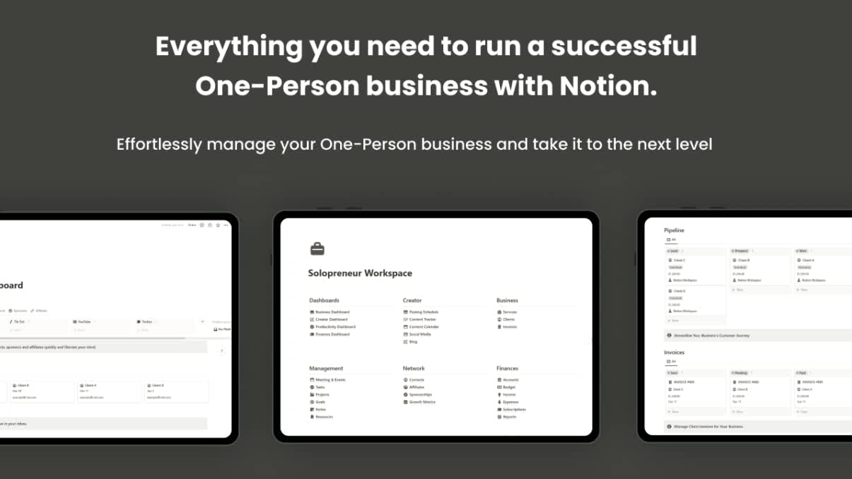 Notion Solopreneur Workspace