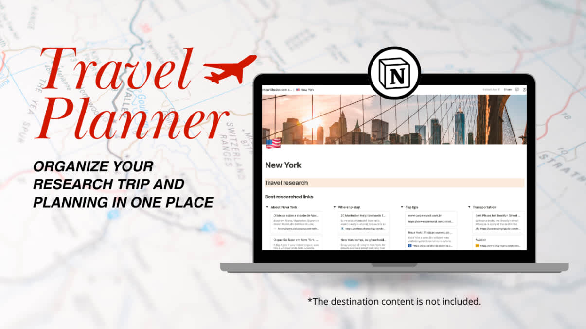 Travel Planner Template | Prototion | Buy Notion Template