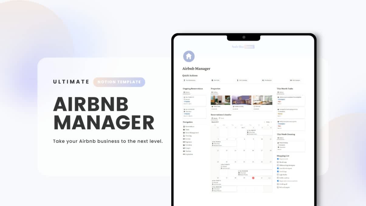 Notion Airbnb Manager| Prototion | Notion Template