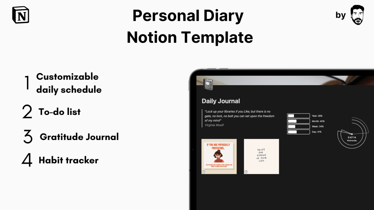 Personal Diary| Prototion| Notion Template 