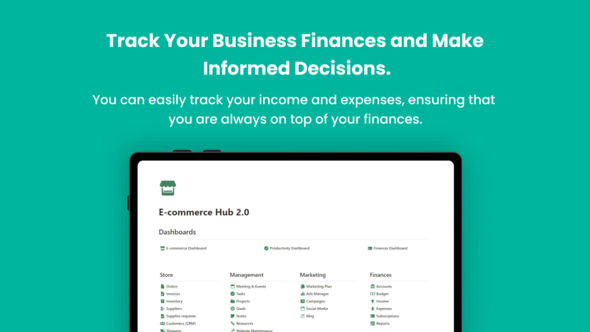 Notion E-commerce Hub| Prototion | Buy Notion Template