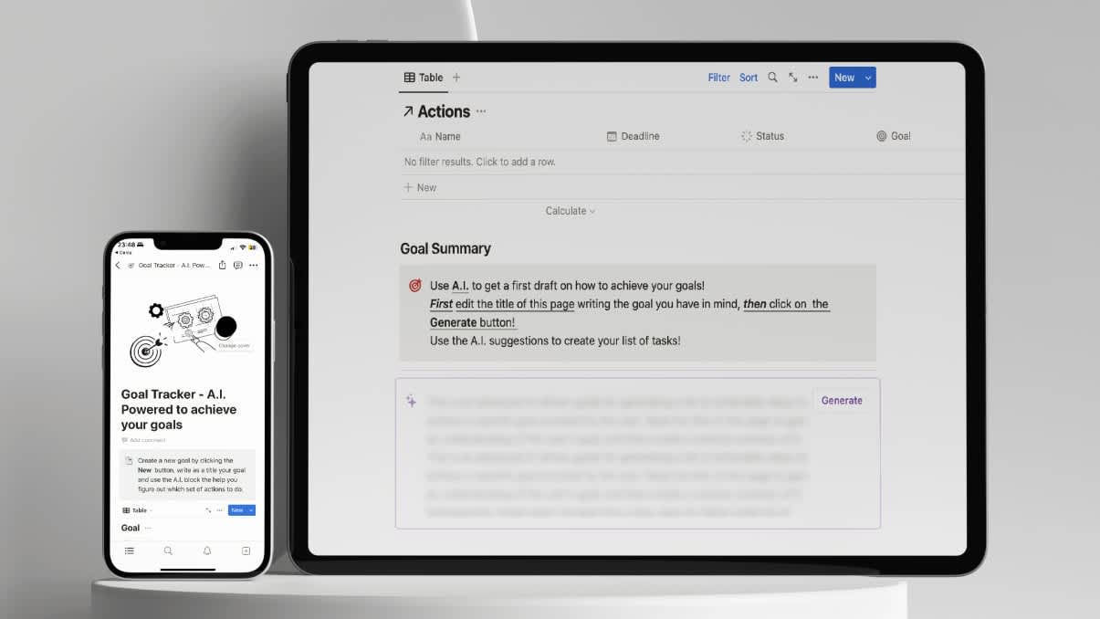 Goal Tracker - A.I. Powered| Notion Template