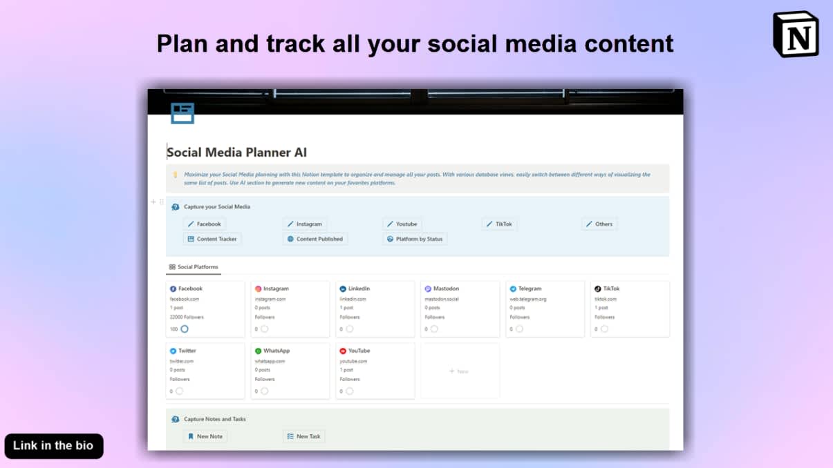 Social Media Planner AI | Prototion | Buy Notion Template