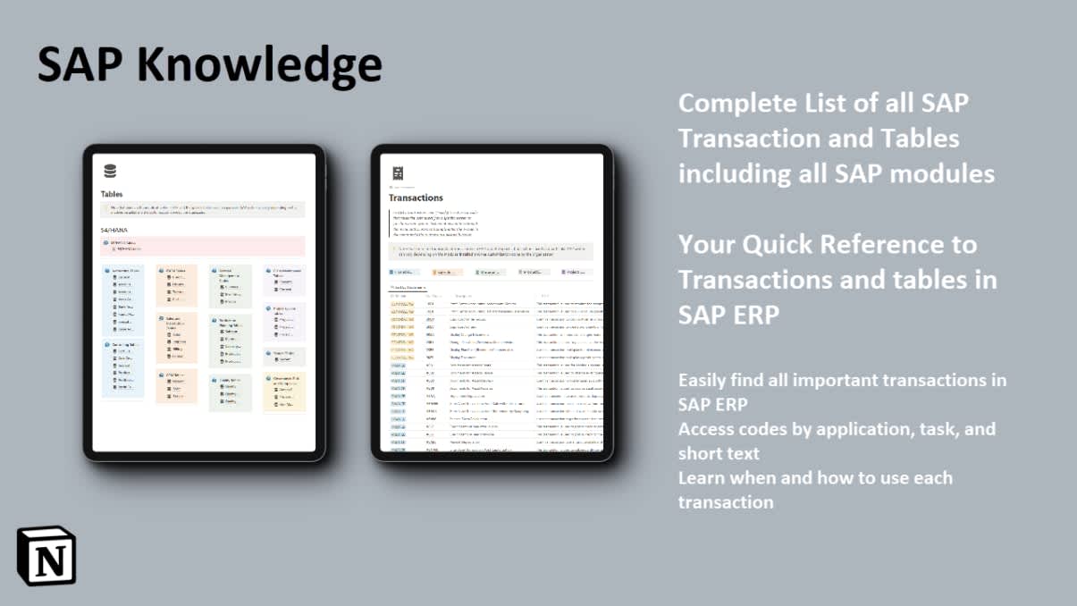 SAP Knowledge | Prototion | Buy Notion Template