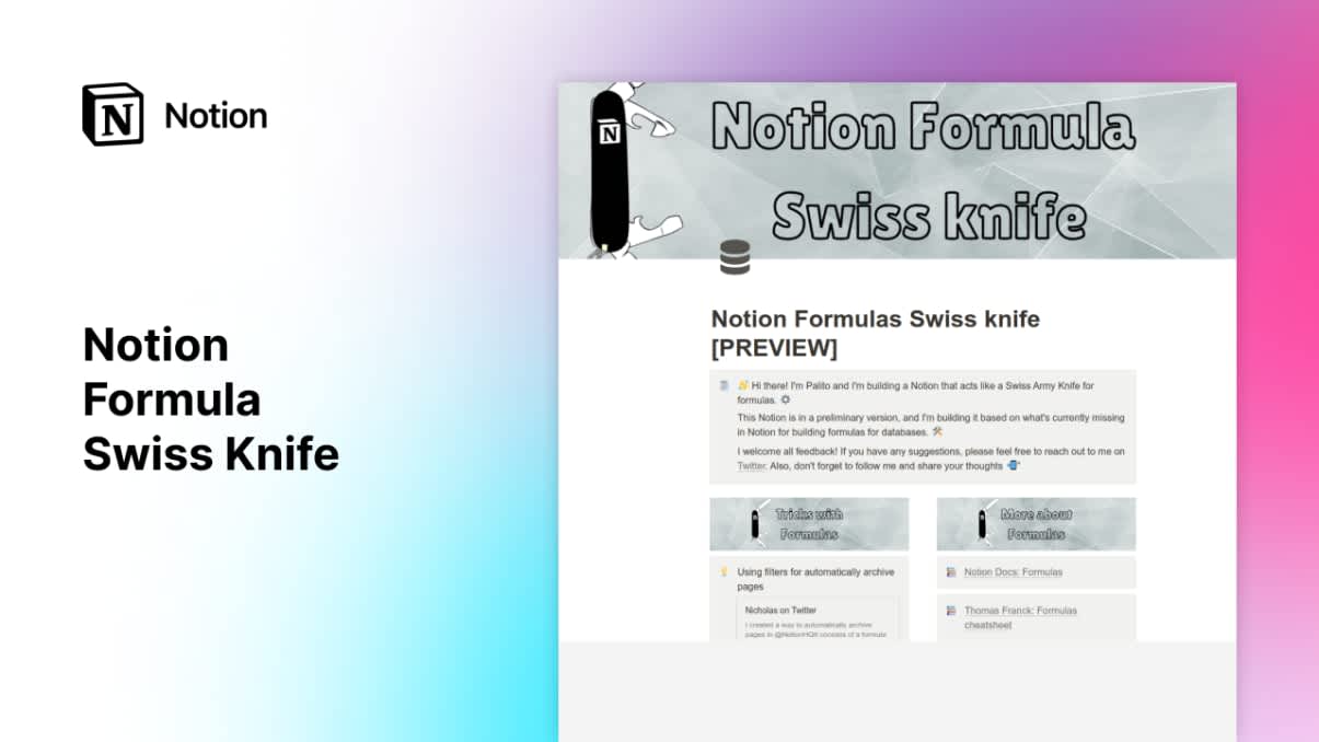 Notion Formula Swiss Knife | Prototion