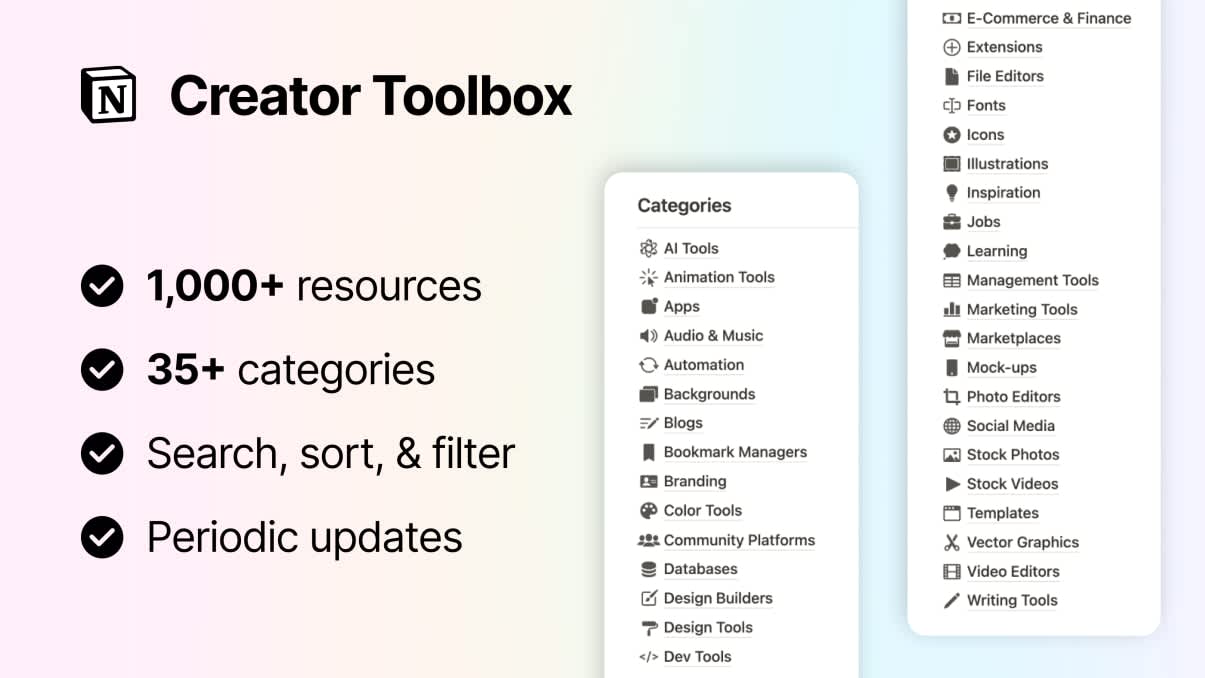 Creator Toolbox | Prototion | Buy Notion Template