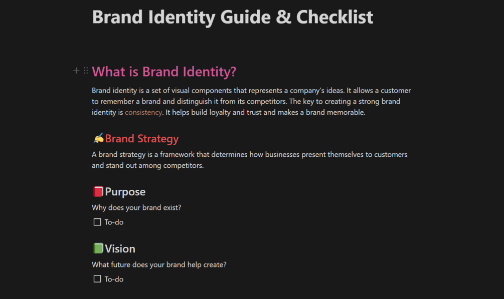 Brand Identity Guide Checklist 