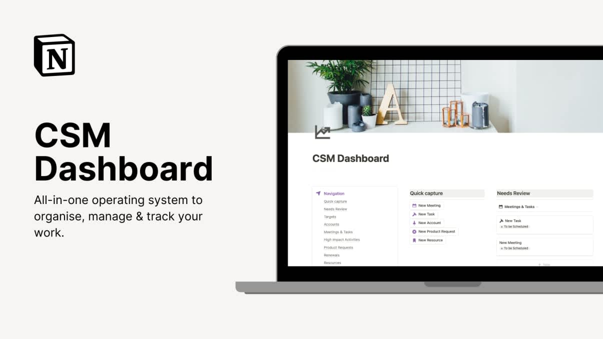 CSM Dashboard | Prototion | Buy Notion Template