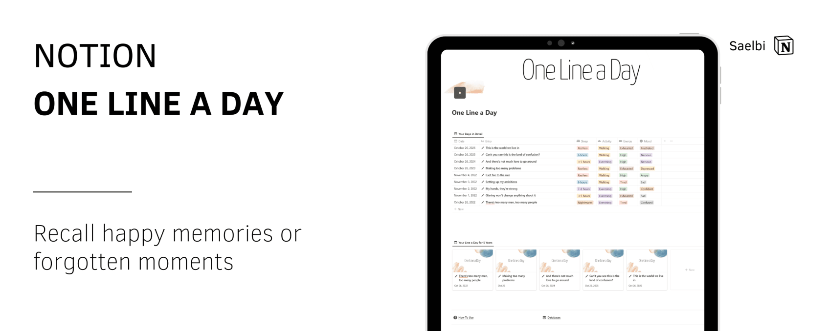 One Line a Day | Prototion | Get Notion Template