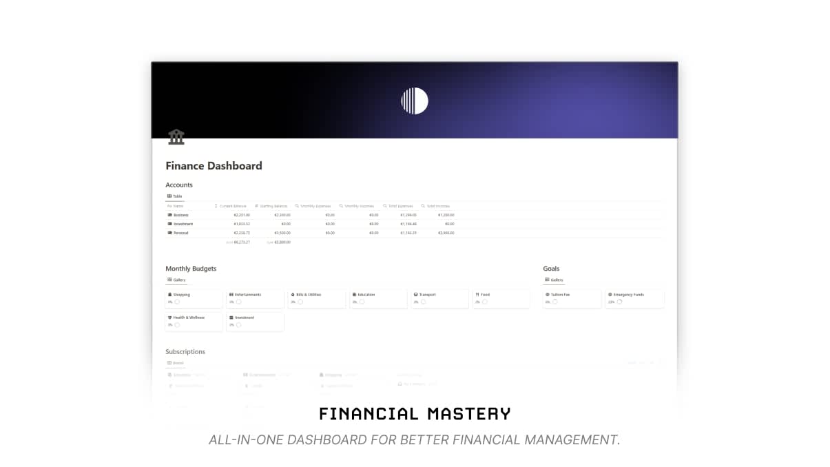 Financial Mastery | Prototion | Buy Notion Template 