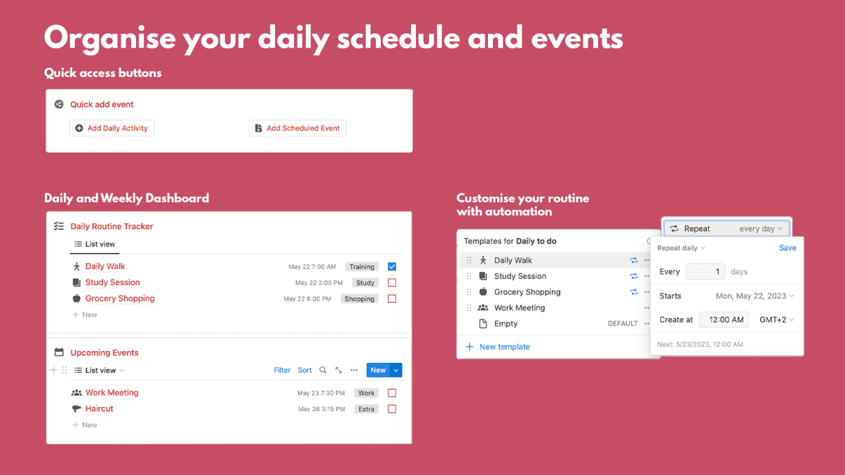 Daily Routine & Events Tracker | Prototion