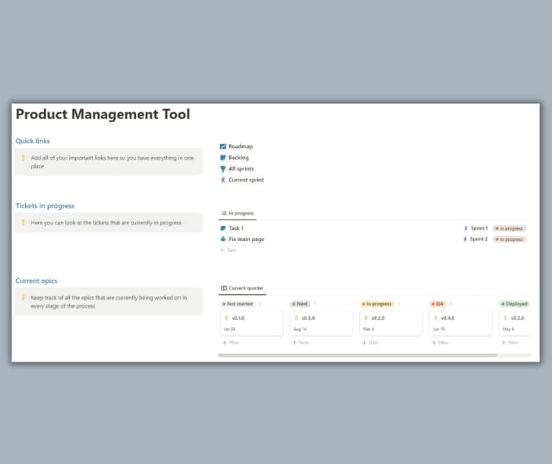 Product Management Tool | Prototion | Buy Notion Template