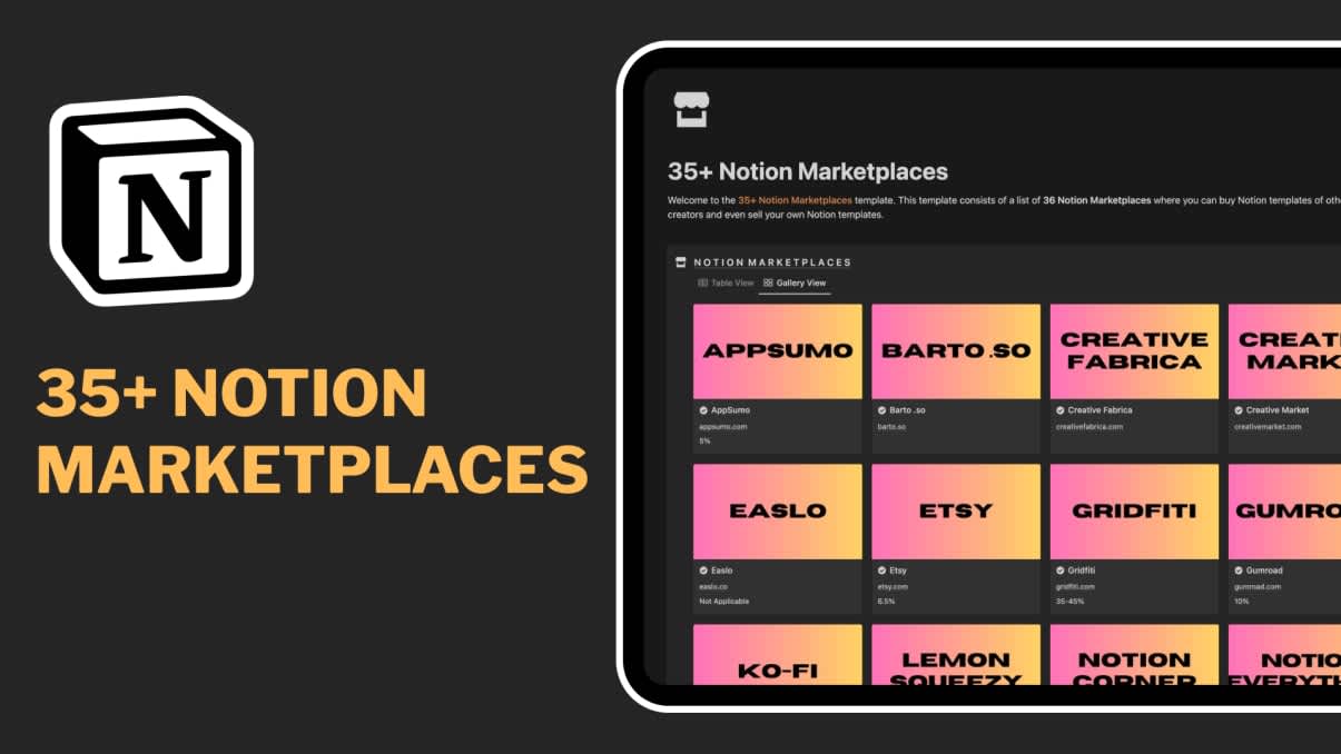 35+ Notion Marketplaces | Prototion