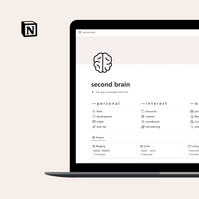 Second Brain – The Ultimate Productivity System For Notion
