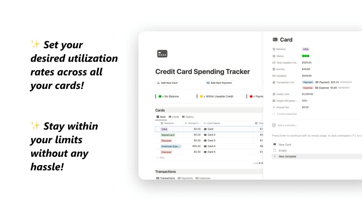 Credit Card Spending Tracker | Prototion