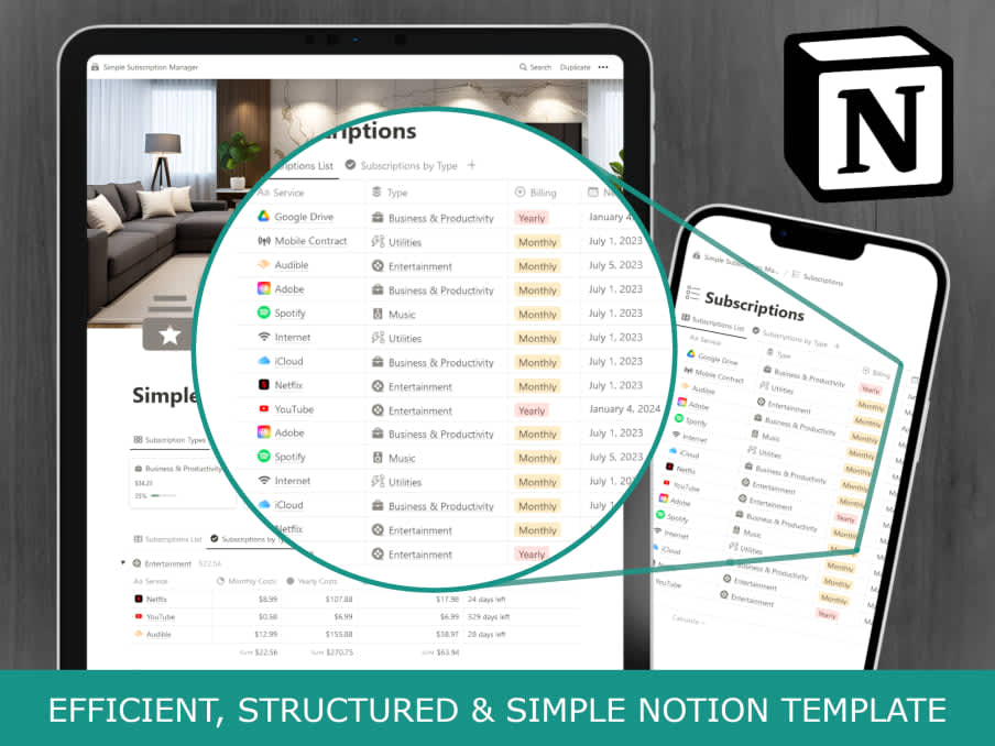 Notion Subscription Manager Template