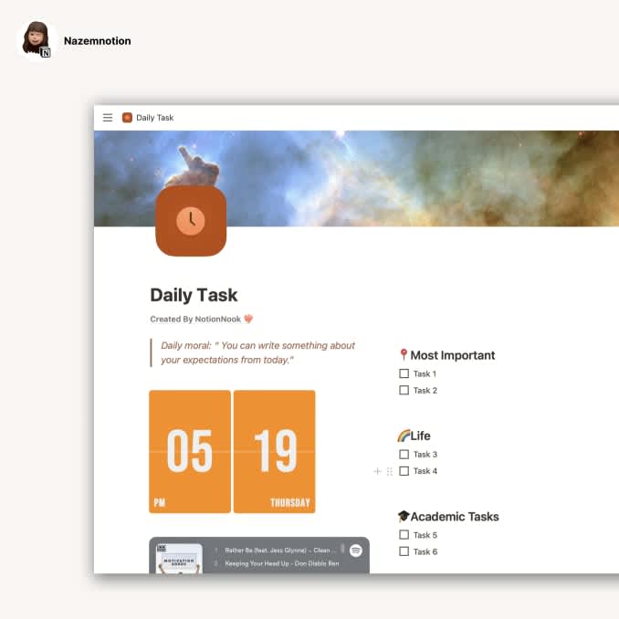 Notion Daily Task | Prototion | Get Notion Template