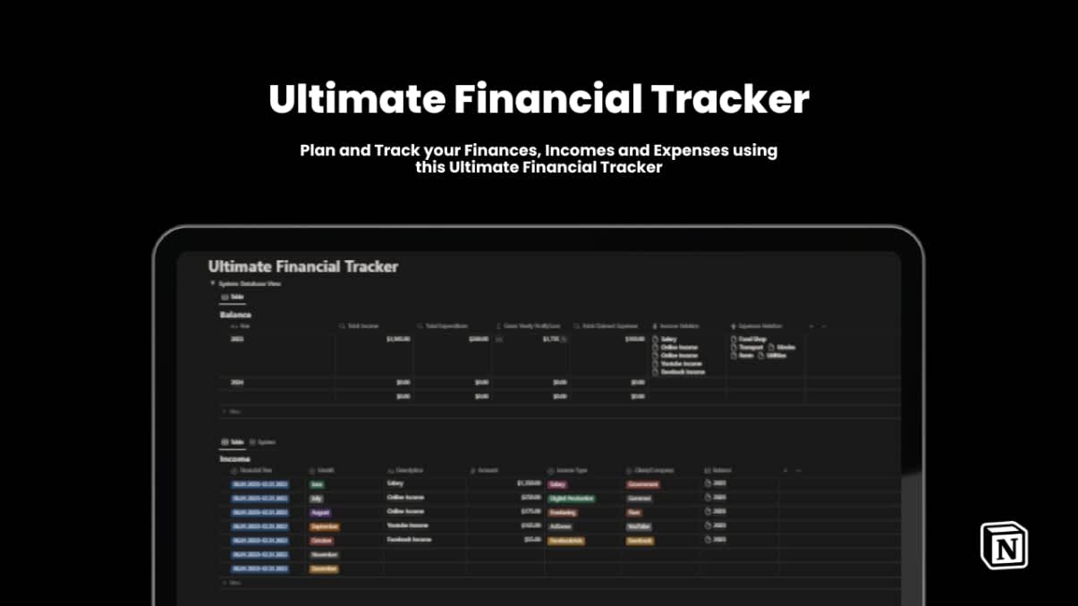 Ultimate Financial Tracker | Prototion