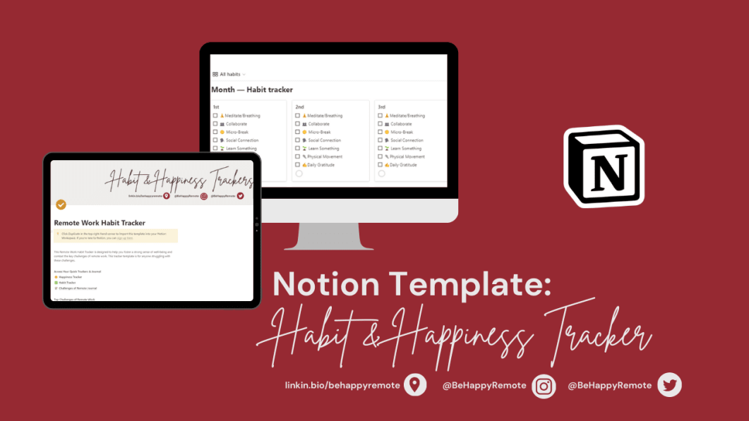 Remote Work Habit & Happiness Tracker