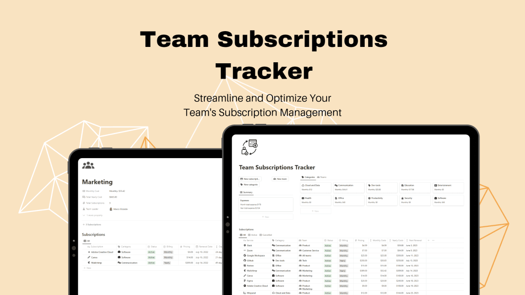 Team Subscriptions Tracker