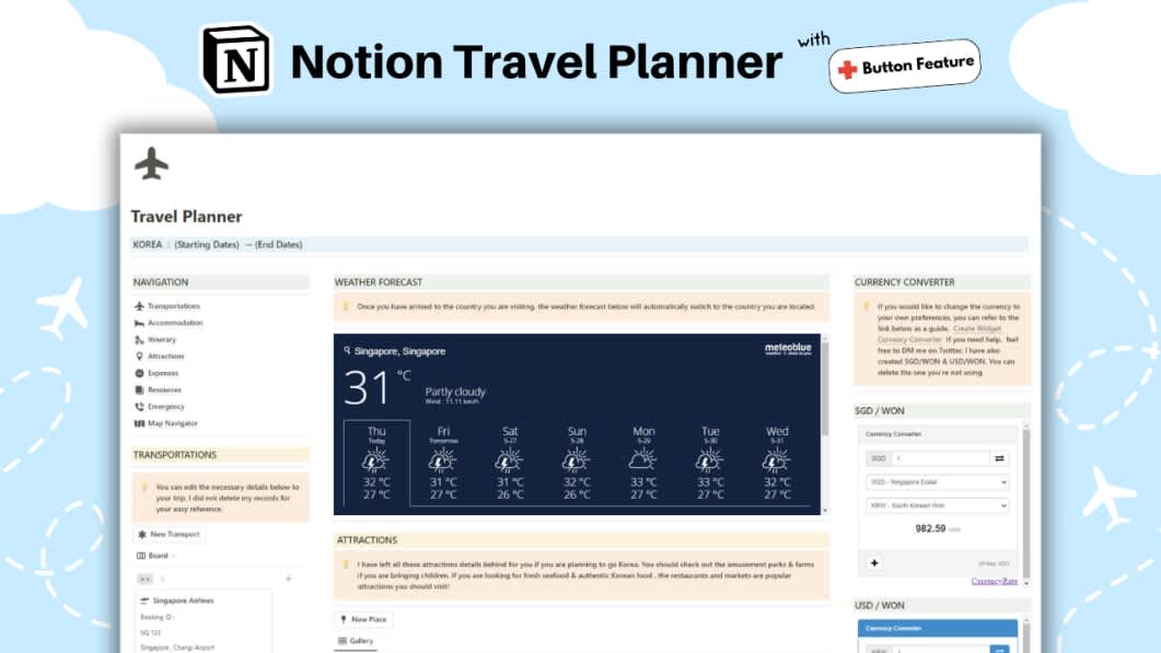 Notion Travel Planner