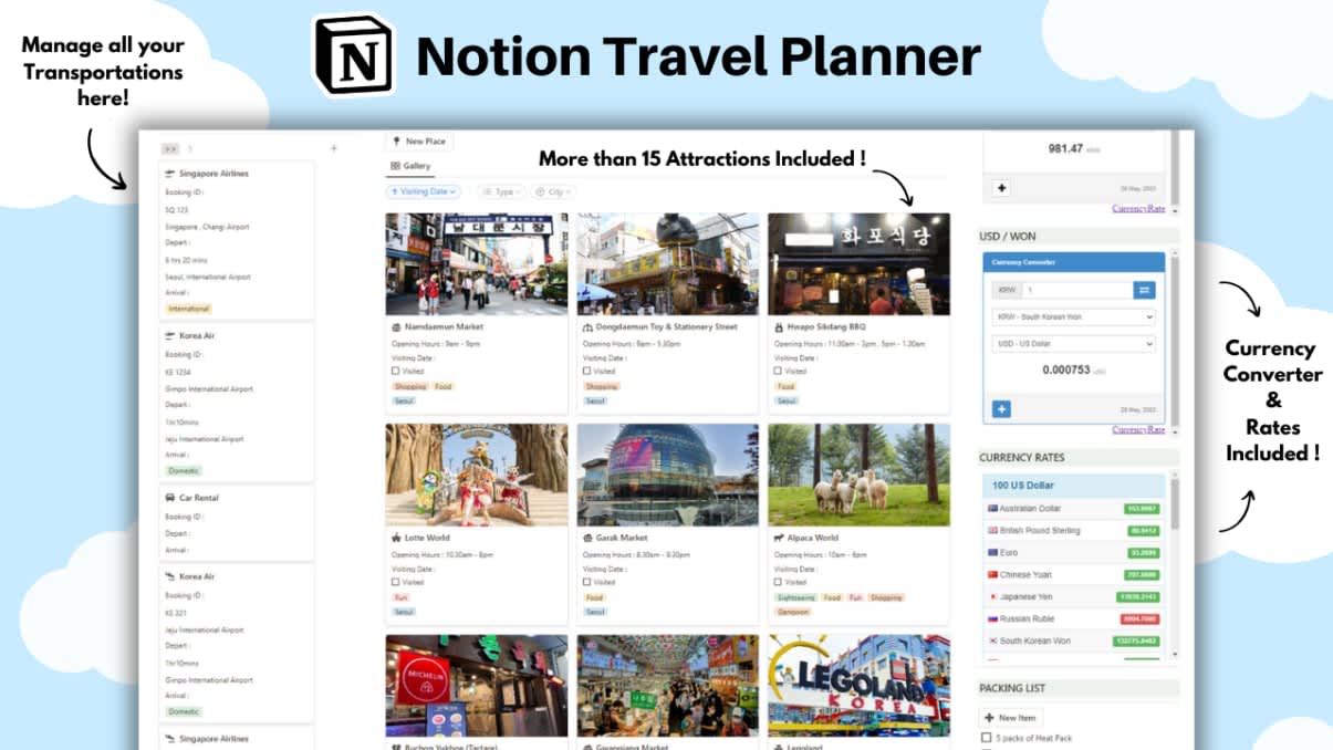 Notion Travel Planner