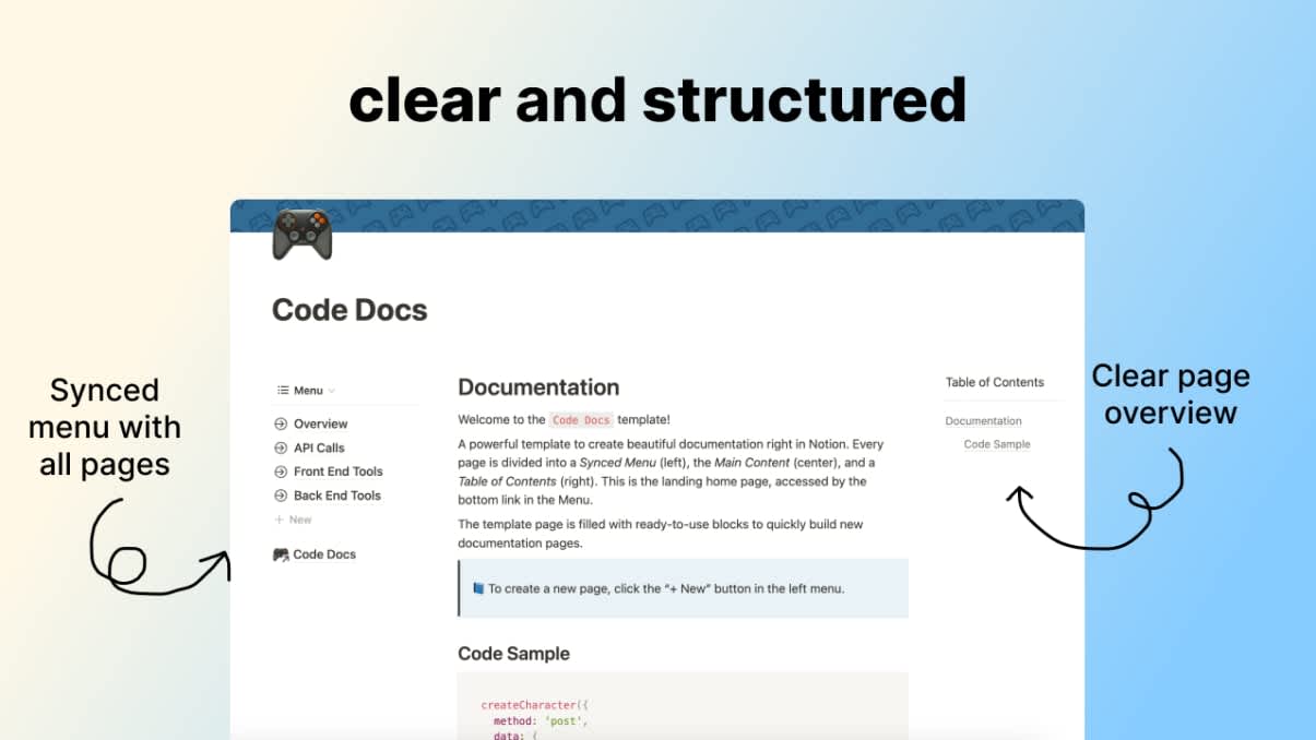 Code Documentation Notion Template