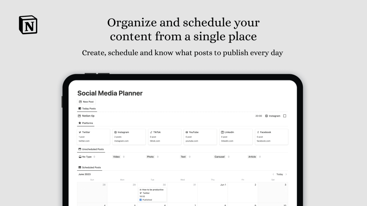 Notion Social Media Planner | Prototion