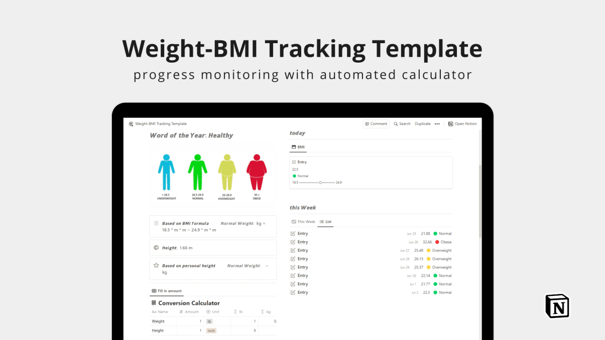 Weight-BMI Tracking Template