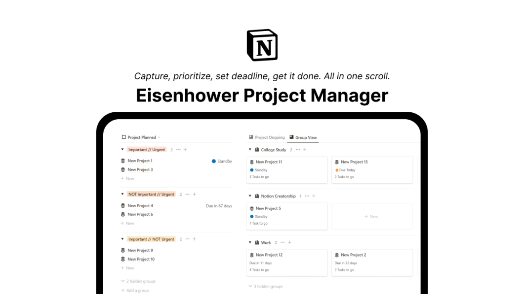 Notion Eisenhower Project Manager