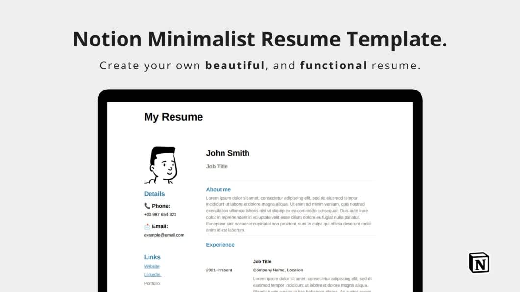 Notion Minimalist Resume Template