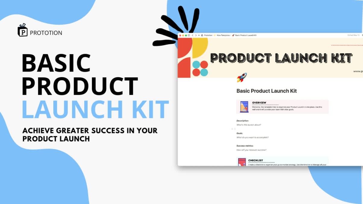 Basic Product Launch Kit | Prototion | Get Notion Template
