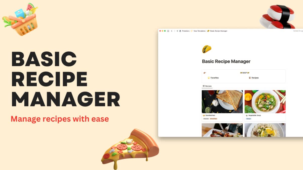 Basic Recipe Manager | Prototion | Get Notion Template