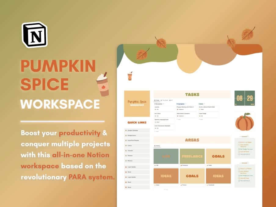 Pumpkin Spice WorkSpace | Prototion | Buy Notion Template