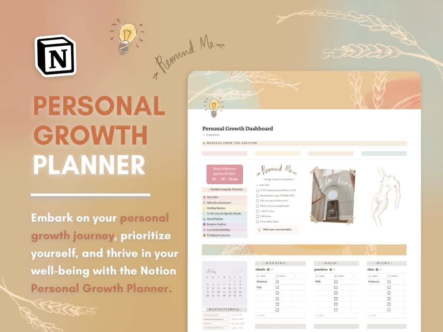 Personal Growth Dashboard | Buy Notion Template | Prototion